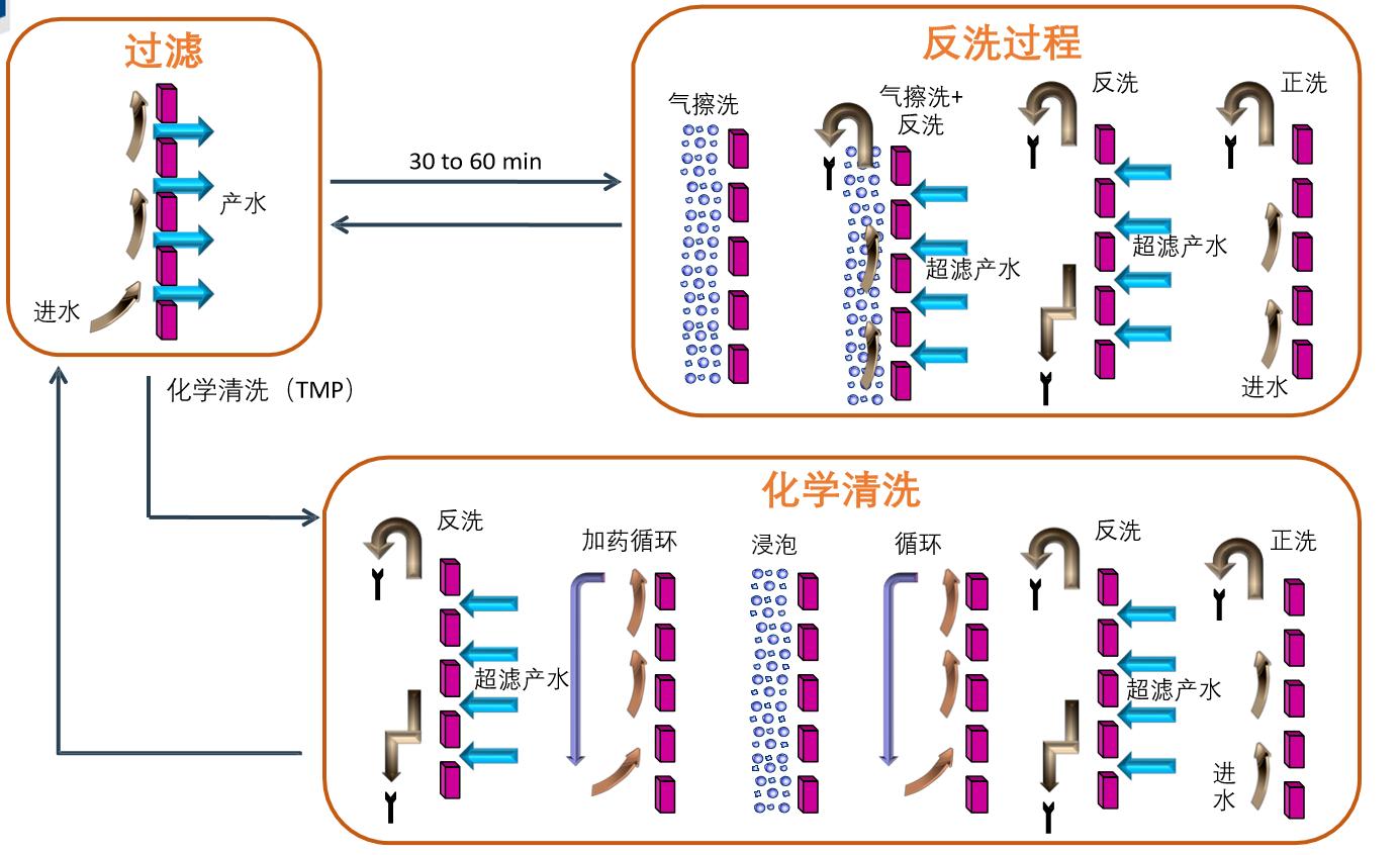 周期反洗及化學(xué)清洗步序